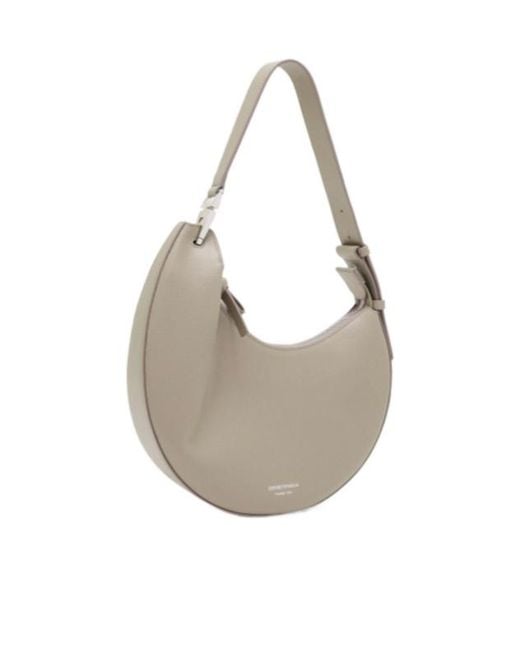 Emporio Armani Gray Grained-Leather Shoulder Bag