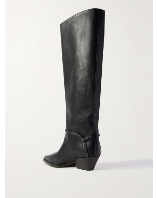 Brunello Cucinelli Black Square-Toe Tall Boots