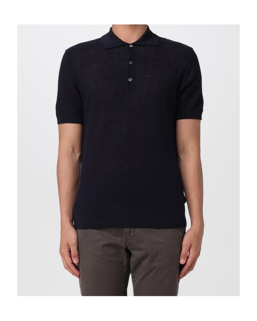 Barena Black Button Knitted Polo Shirt for men