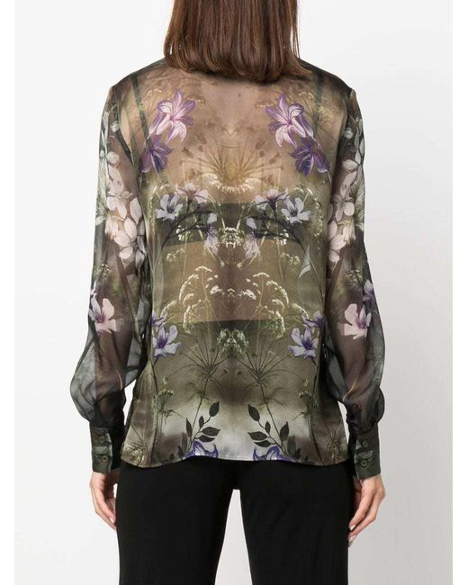 Alberta Ferretti Multicolor Floral-Printed Long-Sleeved Shirt