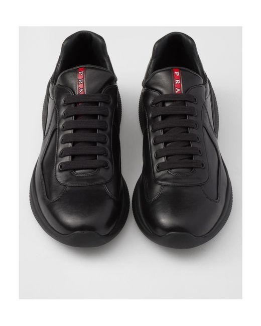 Prada Black America's Cup Nappa Leather Sneakers for men