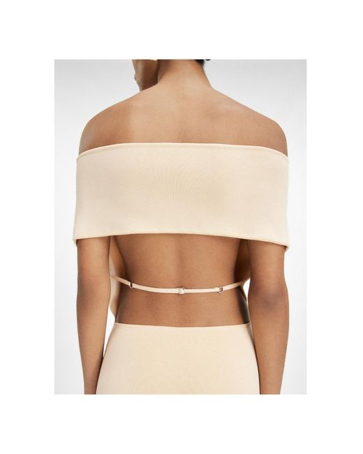 Jacquemus Natural La Robe Cubista Off-Shoulder Dress