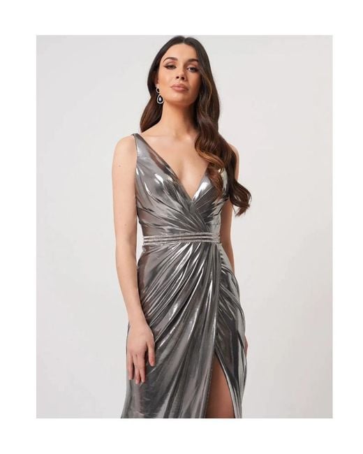 Forever Unique White Diamond Decorated Metal-Wrapped Dress