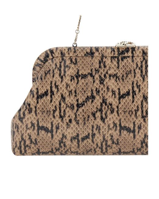 Jimmy Choo Natural Skylar Snake-Effect Clutch Bag