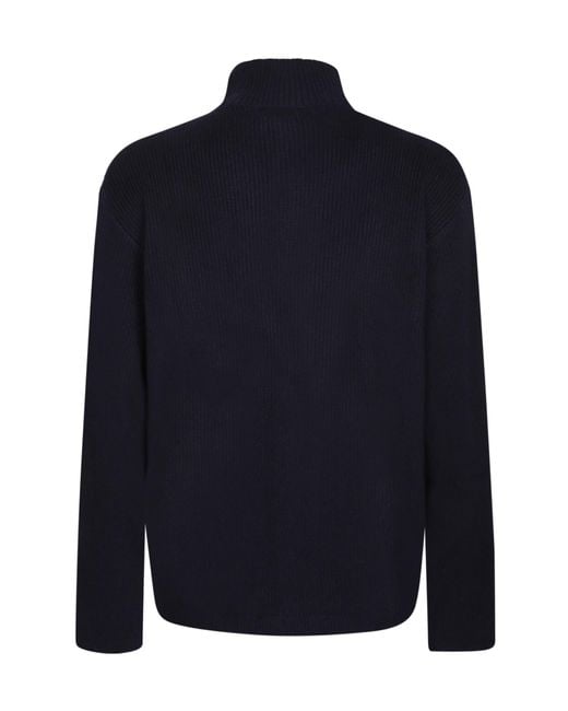 Soft Goat Blue Zip-Up High Collar Cardigan for men