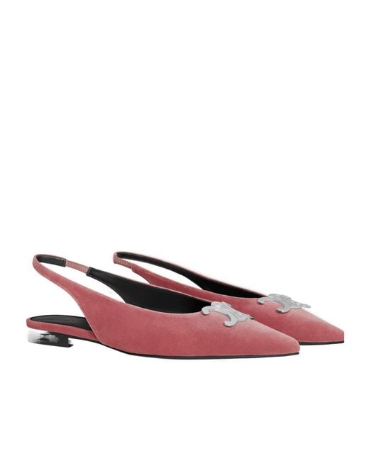 Céline Red Alma Triomphe Flat Slingback