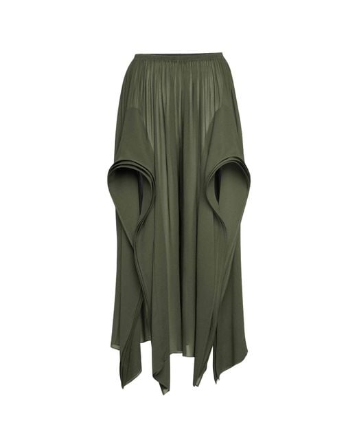 Alaïa Green Alaïa Georgette Ruffle Pants