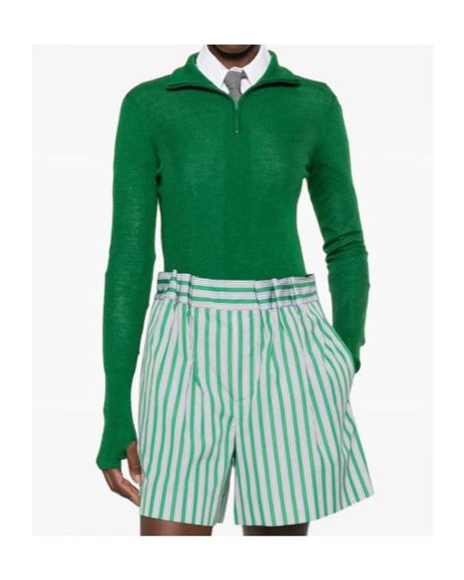 Frankie Shop Green Long-Sleeve Zip-Up Sweater