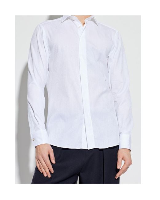 Etro White Pattern-Jacquard Long-Sleeved Shirt for men