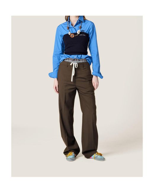 Miu Miu Brown Straight-Leg Tailored Trousers