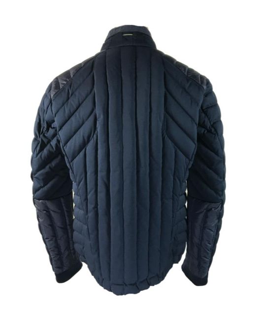 Boss Blue Quilted Vertical Collar Down Jacket for men