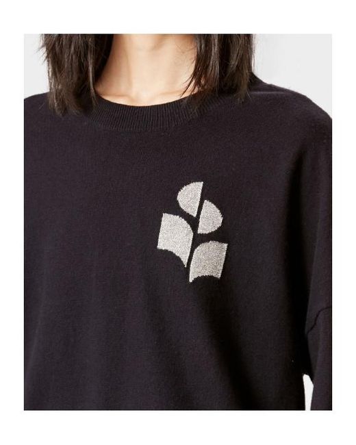 Isabel Marant Black Marisans Sweater With Lurex Logo Intarsia