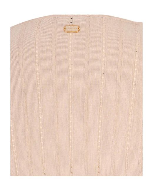 Agnona Natural V-Neck Knit Pullover