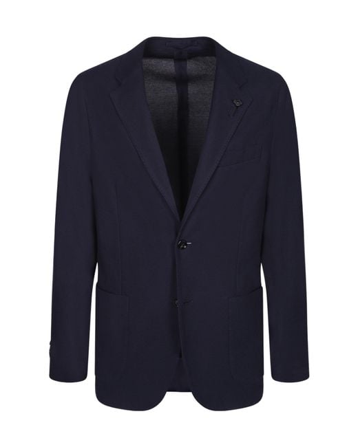 Lardini Blue Textured Single-Breasted Blazer for men