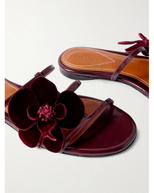 Zimmermann Brown Flower-Decorated Slippers