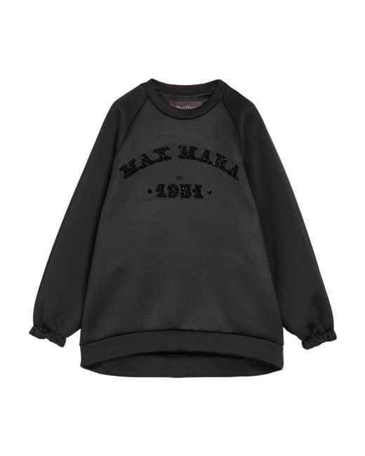 Max Mara Black Logo-Embellished Long-Sleeved Sweater