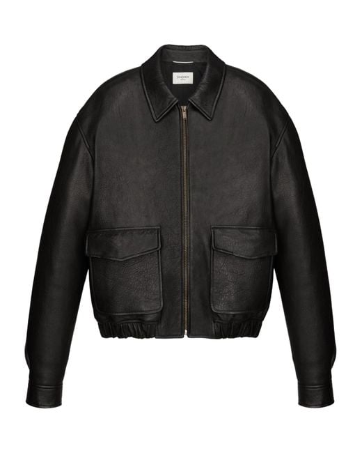 Saint Laurent Black Zip-Up Short Jacket for men