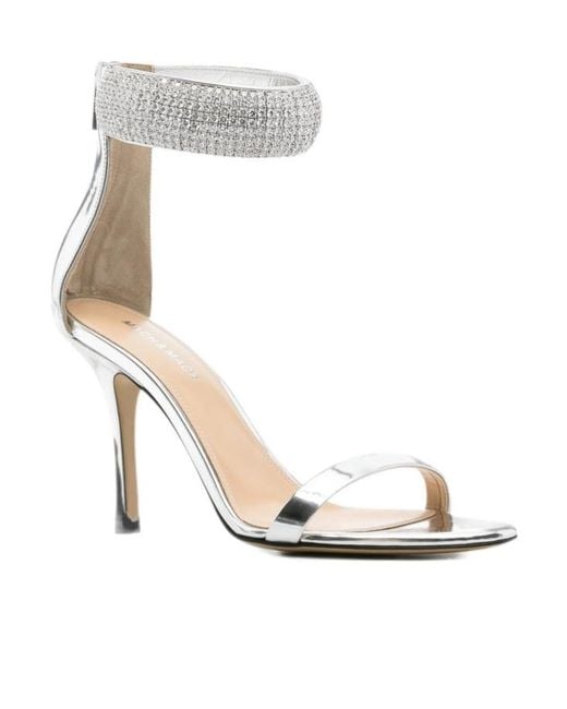 Mach & Mach White Round-Toe High-Heeled Sandals