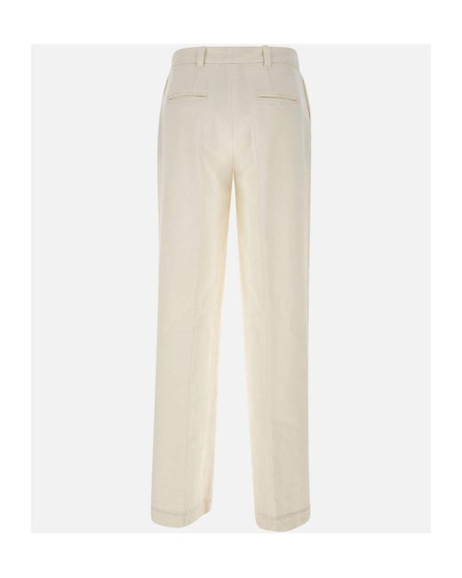Eleventy White Wide-Leg Pressed-Pleat Pants