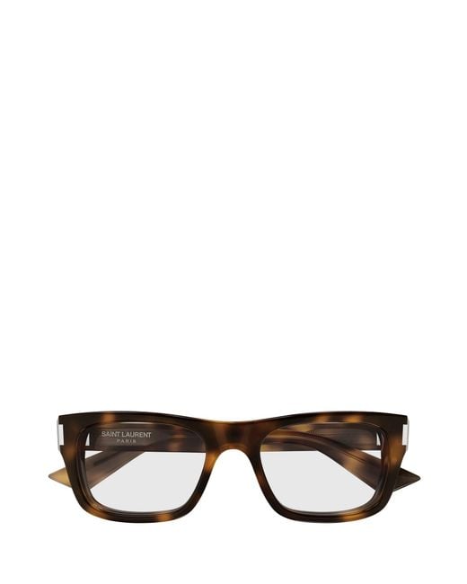 Saint Laurent Black Eyewear Rectangle Frame Glasses for men