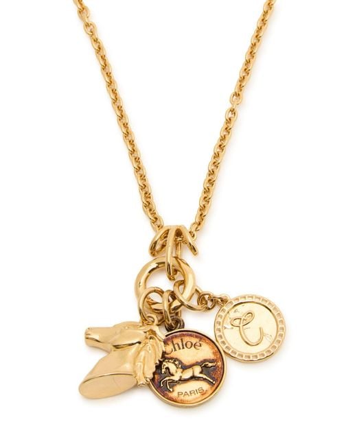 Chloé Metallic Logo Detail Necklace