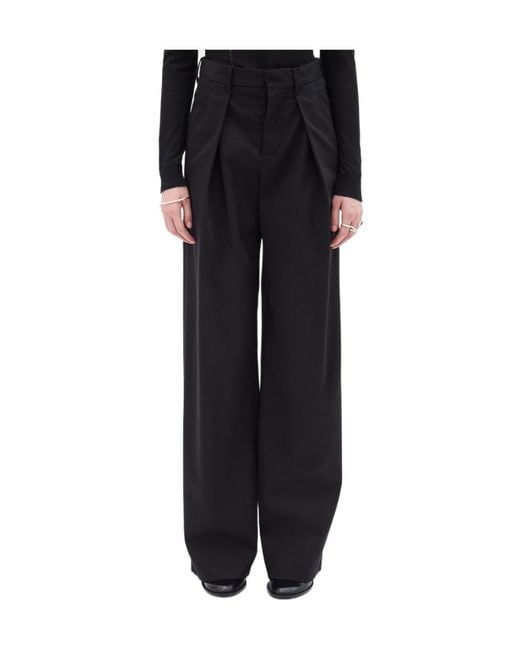 Ann Demeulemeester Black Twill Pleated Trousers