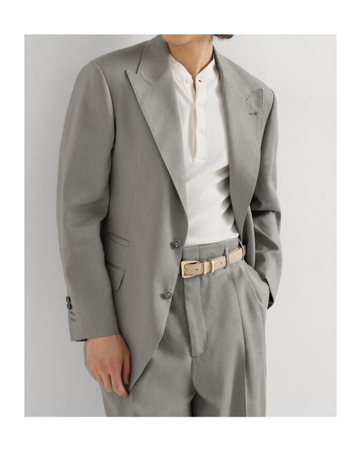Brunello Cucinelli Gray Peak-Lapel Blazer for men