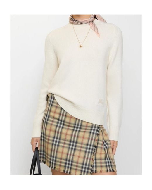 Burberry White Knitted Equestrian Knight Jumper
