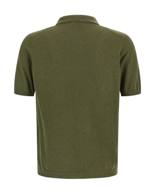 Roberto Collina Green Textured Knit Polo Shirt for men