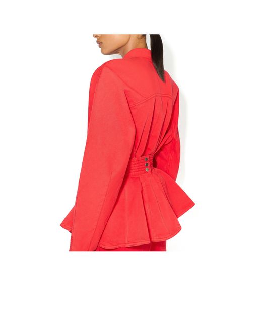 Alaïa Red Cowboy Stand Collar Jacket