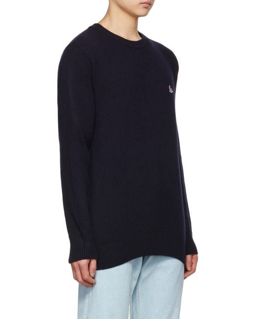 Maison Kitsuné Blue Maison Kitsuné Baby Fox Patch Cosy R-Neck Pullover for men