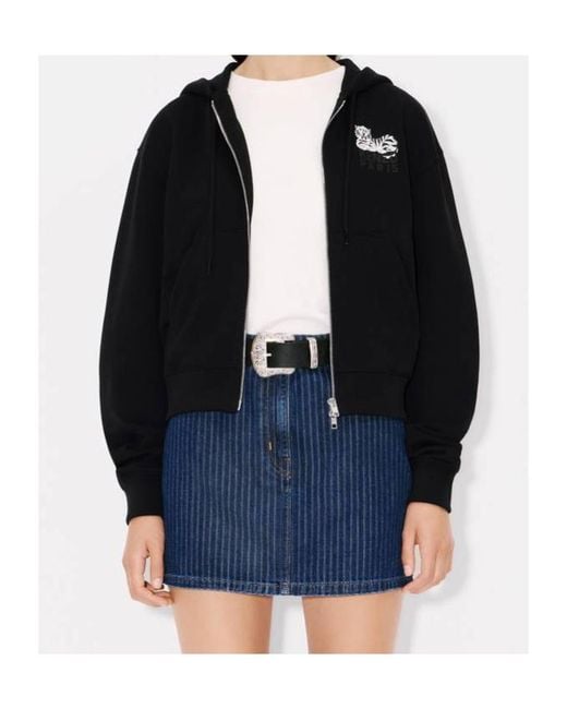 KENZO Black Happy Tiger Zipped Hoodie