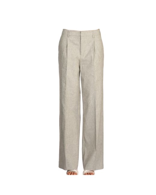 Pt Pantaloni Gray Pleated Straight-Leg Pants