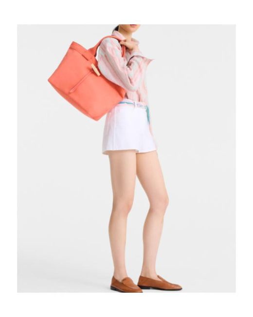 Longchamp Red Le Roseau Tote Bag