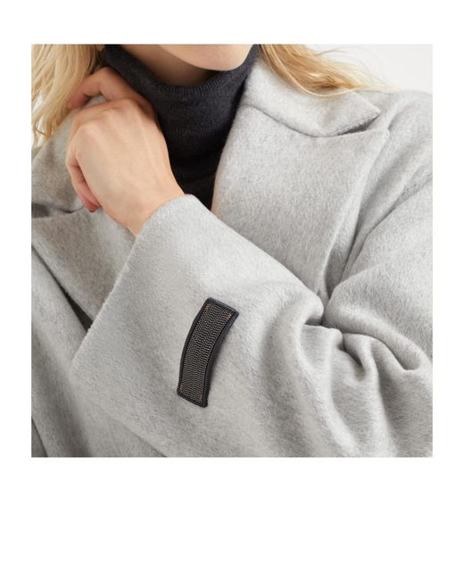 Brunello Cucinelli Gray Cashmere Double-Breasted Coat