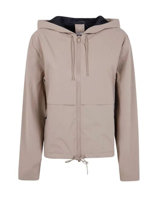 Rains Brown Suva Short Hooded Jacket