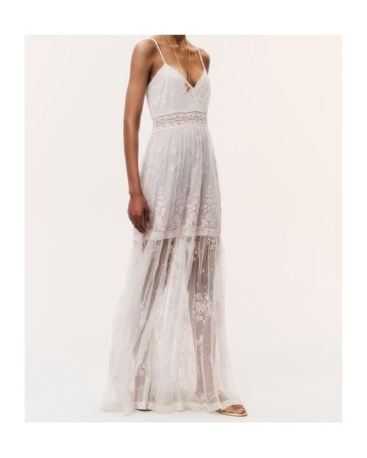 LoveShackFancy White Valmy Embroidered Tulle Dress