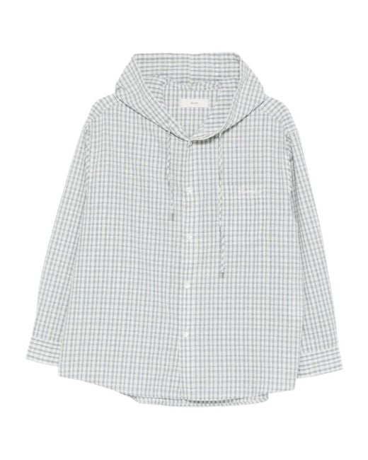 DUNST White Hooded Check Shirt Jacket