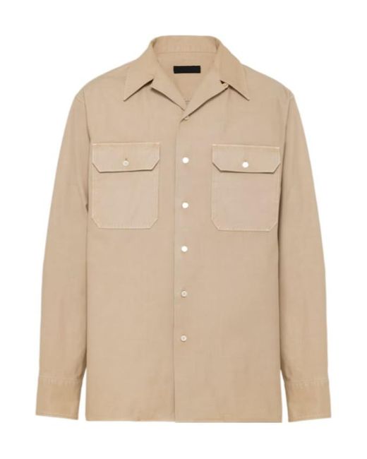 Prada Natural Flap Pocket Long-Sleeved Shirt for men
