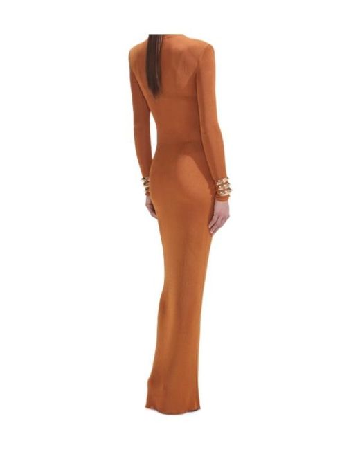 Self-Portrait Brown High-Neck Long-Sleeve Dress