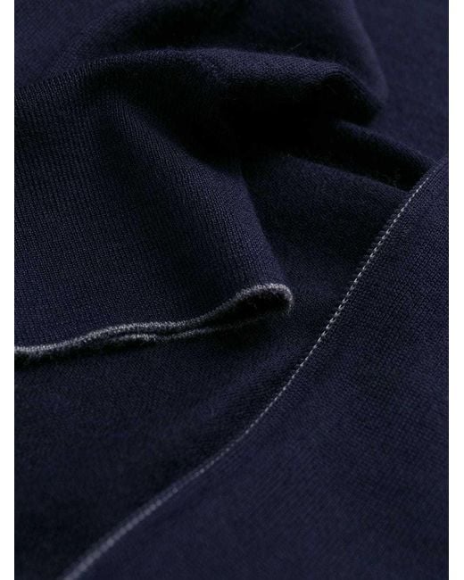 Brunello Cucinelli Blue Zip-Up Long-Sleeved Cardigan for men
