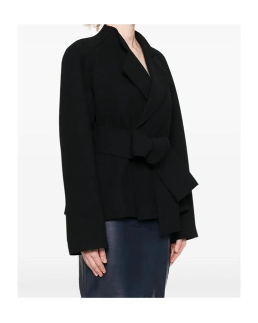 Khaite Black Edith Long-Sleeved Belted Jacket