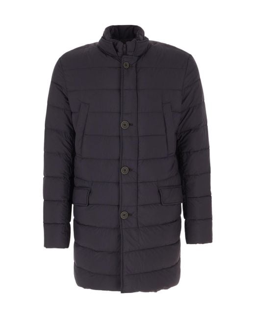 Herno Blue Single-Breasted Padded Coat for men