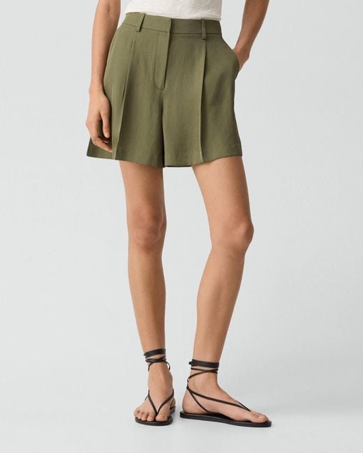 Theory Green Fluid Pleat Short