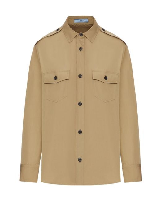 Prada Natural Long-Sleeved Button-Up Shirt