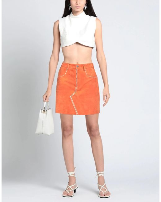 Marni Orange Pockets Flared Skirt