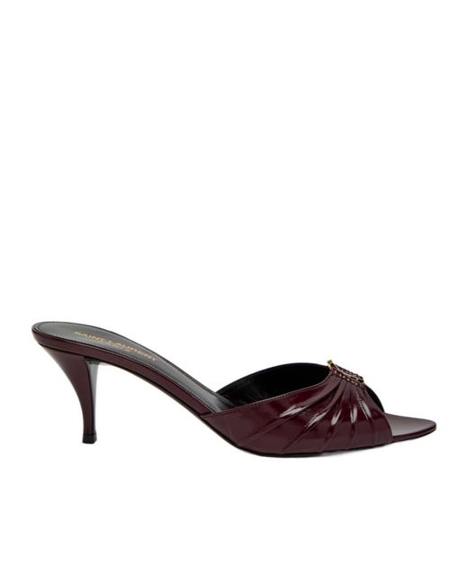 Saint Laurent Brown Embossed Leather High Heels