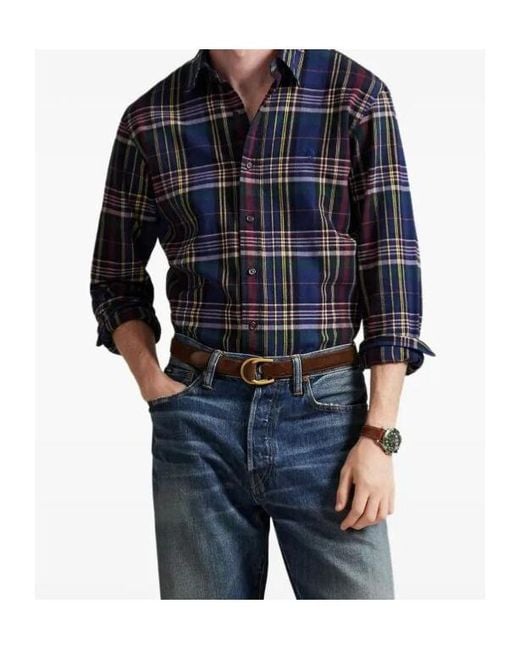 Polo Ralph Lauren Blue Checked Long-Sleeved Shirt for men