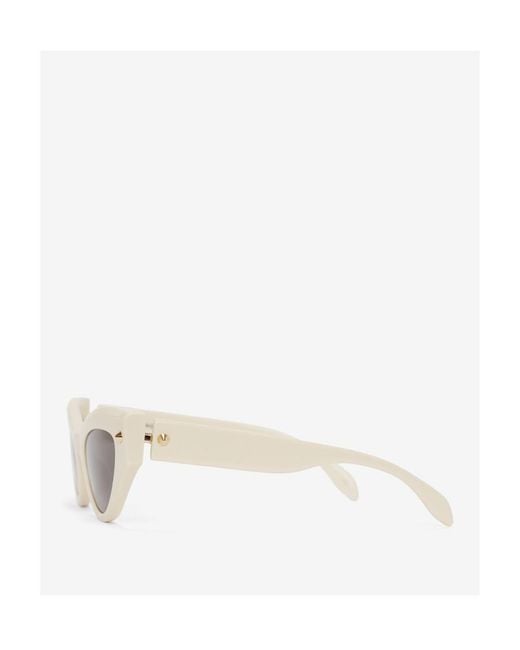 McQueen White Eyewear Cat-Eye Frame Sunglasses