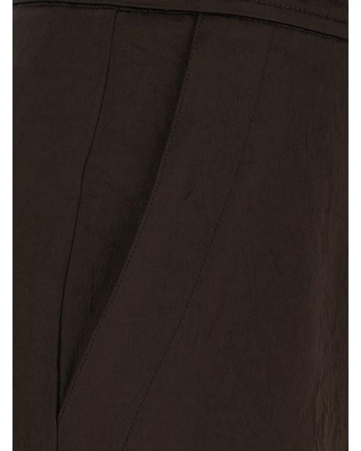 Twinset Black Froissé Satin Cargo Trousers